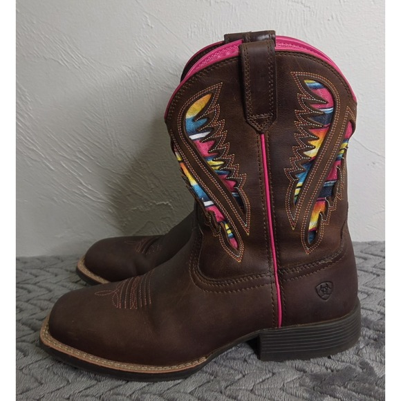 Ariat Other - Ariat Kids Quickdraw VentTEK Western Boot Distressed Brown Serape Youth Size 3.5